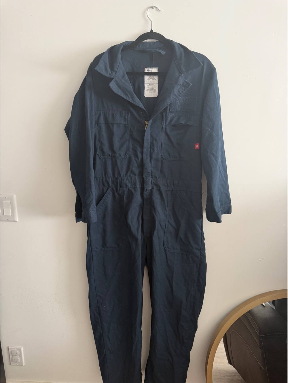 ABAD 42S Flame Resistant Utility Coverall with Zipper and Button Closure, Navy